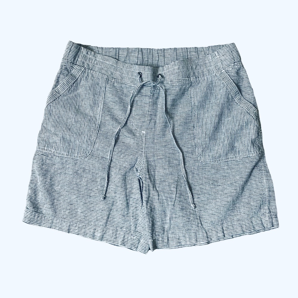 Talbots | Linen Pull-on Shorts Blue & White Striped Size 10